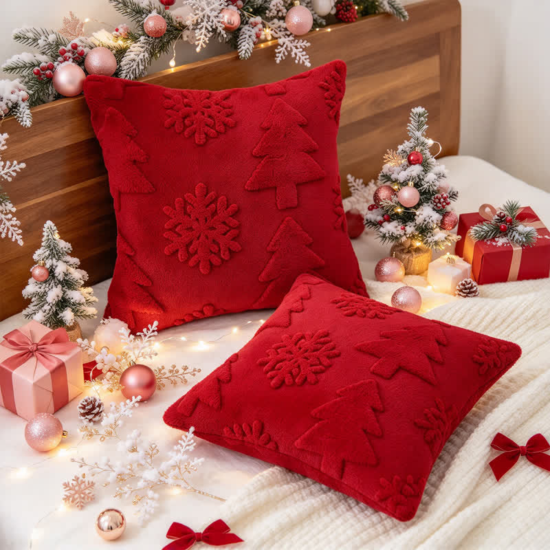Christmas Tree Snowflake Embossed Pillow Cover - image 2