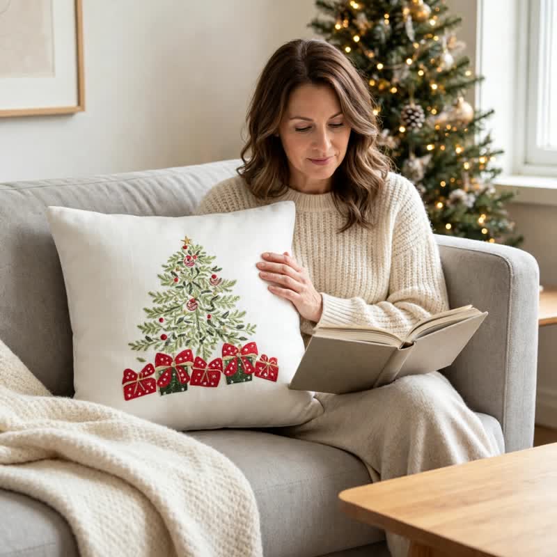 Christmas Tree Gift Box Pillow Cover - image 7