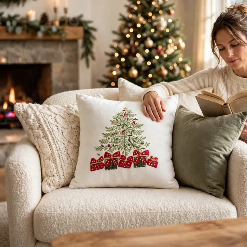 Christmas Tree Gift Box Pillow Cover - image 5