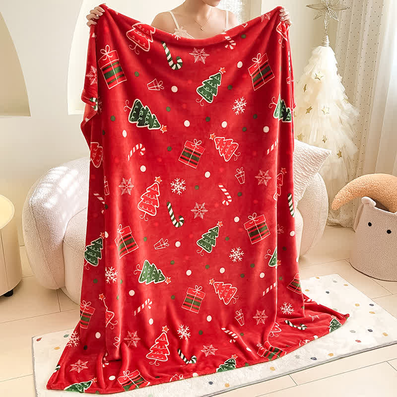Red Christmas Tree Gift Throw Blanket - image 6