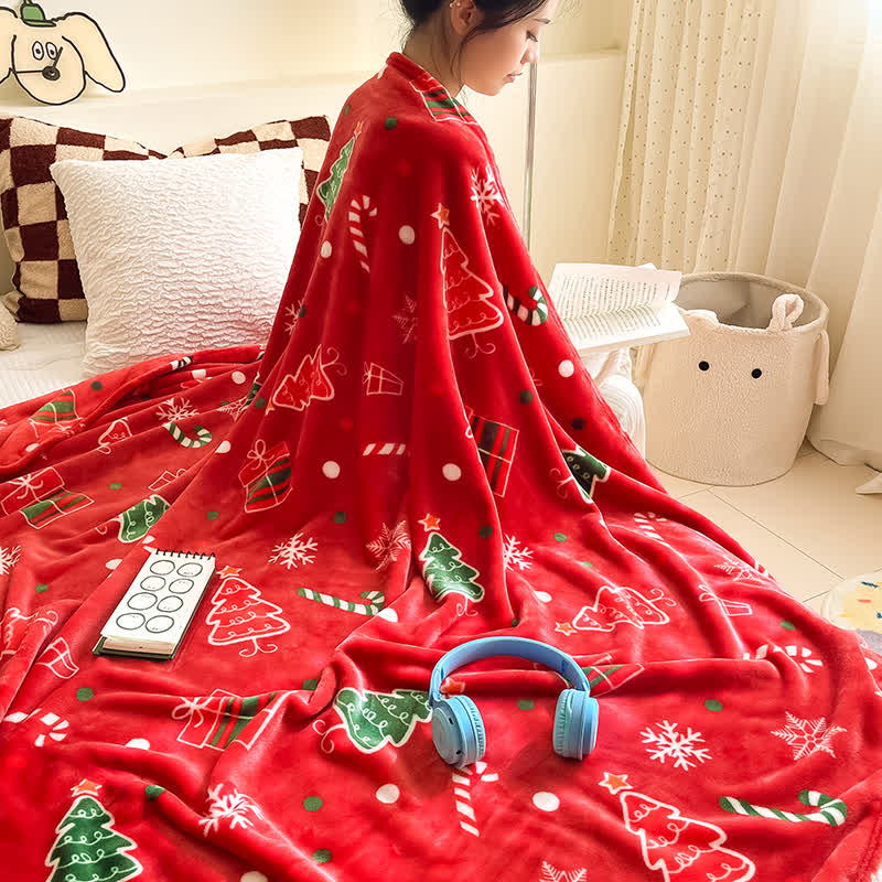 Red Christmas Tree Gift Throw Blanket - image 4