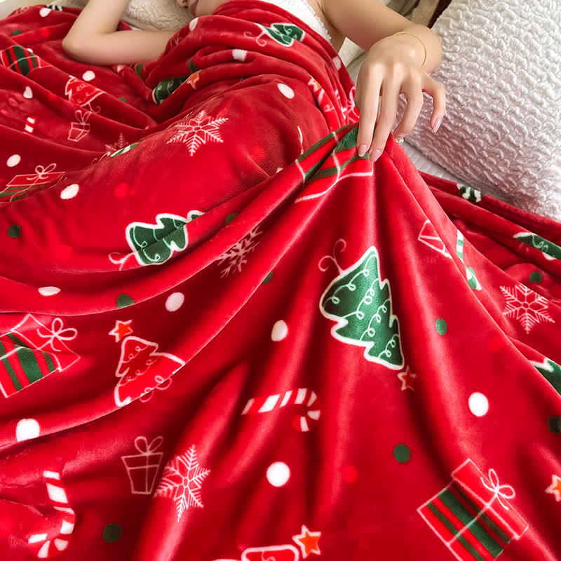 Red Christmas Tree Gift Throw Blanket - image 7