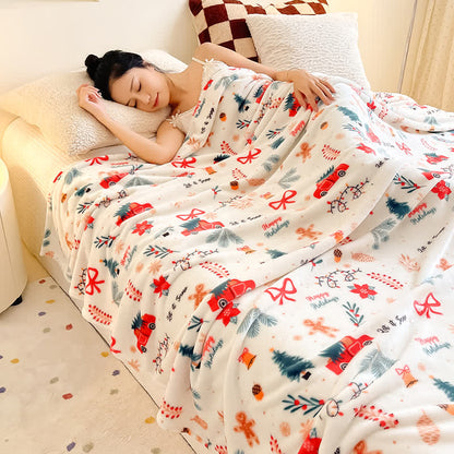 Cream Christmas Truck Bow Tree Throw Blanket - image 2