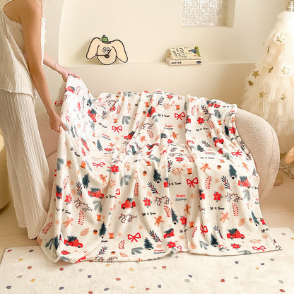 Cream Christmas Truck Bow Tree Throw Blanket - image 6