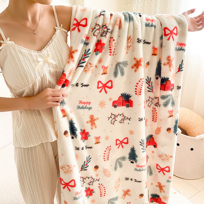Cream Christmas Truck Bow Tree Throw Blanket - image 7