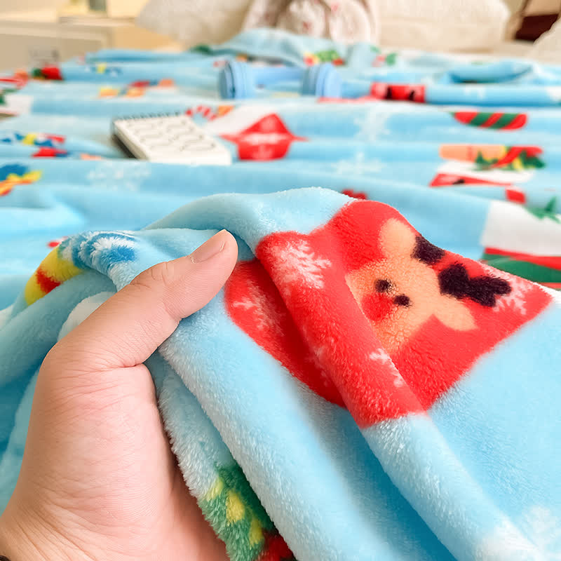 Blue Christmas Stocking Snowflake Throw Blanket - image 8