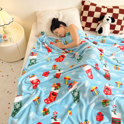 Blue Christmas Stocking Snowflake Throw Blanket - image 2