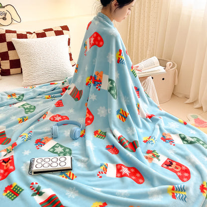 Blue Christmas Stocking Snowflake Throw Blanket - image 3