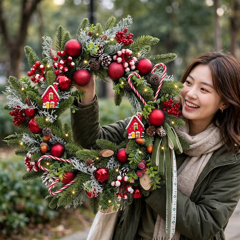 Christmas Wreath with Berry Candy Cane Accents - image 3