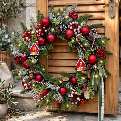 Christmas Wreath with Berry Candy Cane Accents - 24" - image 0