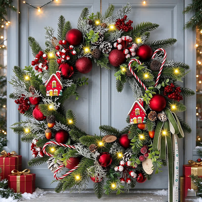 Christmas Wreath with Berry Candy Cane Accents - image 2