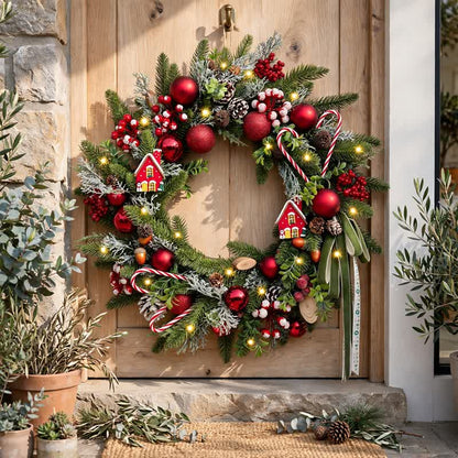 Christmas Wreath with Berry Candy Cane Accents - image 1