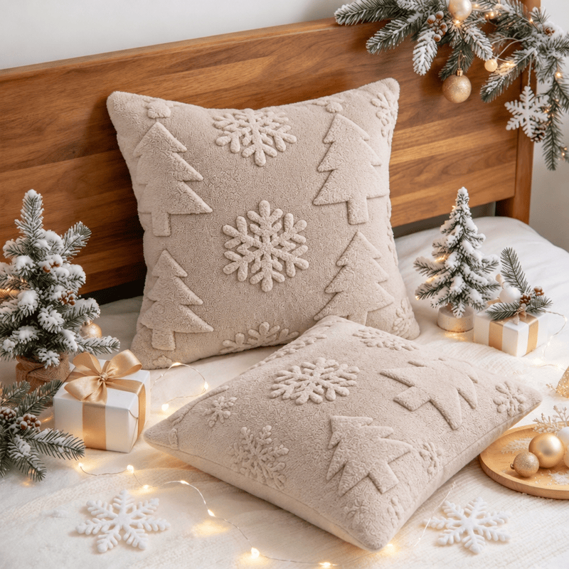 Christmas Tree Snowflake Embossed Pillow Cover - image 6