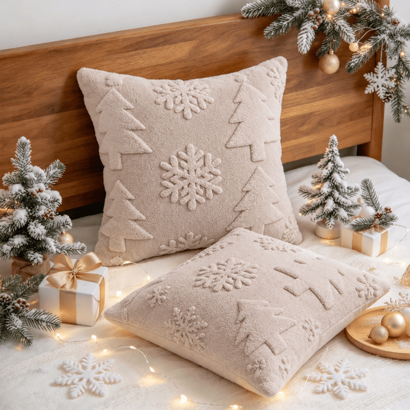 Christmas Tree Snowflake Embossed Pillow Cover - image 8
