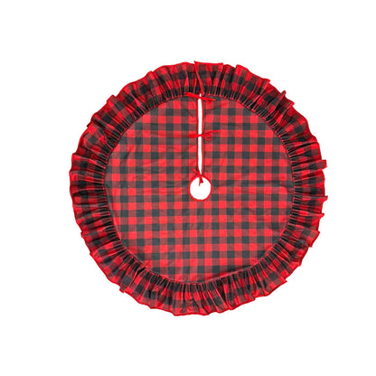 Plaid Christmas Tree Skirt with Ruffled Border - image 3