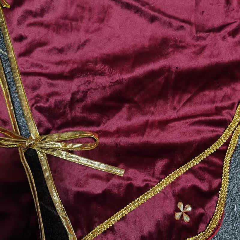 Burgundy Velvet Flower Petal Christmas Tree Skirt - image 3