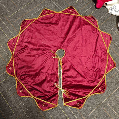 Burgundy Velvet Flower Petal Christmas Tree Skirt - image 2