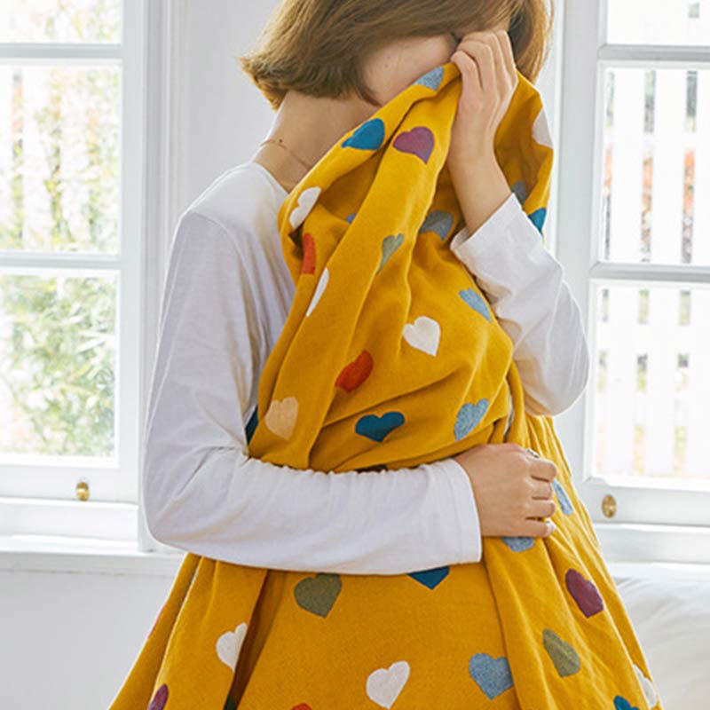 Colorful Hearts Cotton Gauze Reversible Quilt - image 4