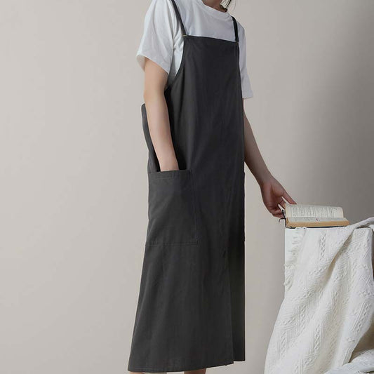 Ownkoti Cotton Waterproof Apron With Pockets - Gray - One Size - image 0