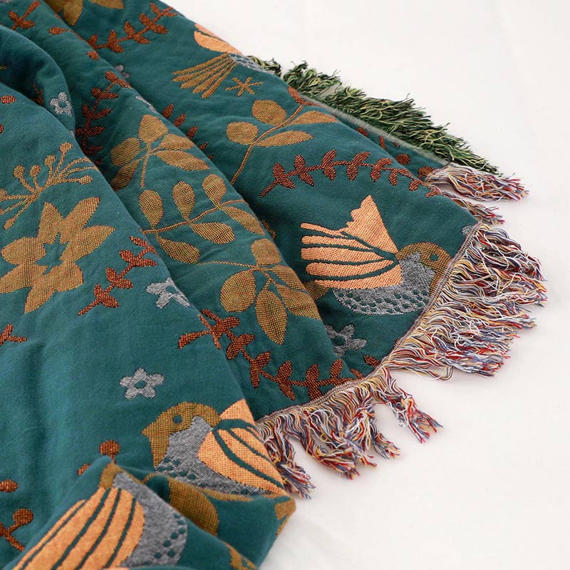 Ownkoti Boho Breathable Flower Bird Reversible Blanket - image 4