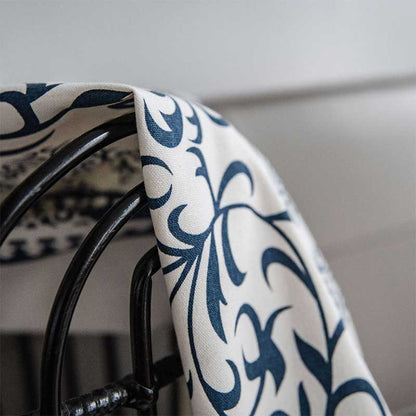 Cotton Linen Blue Pattern Curtain - image 8