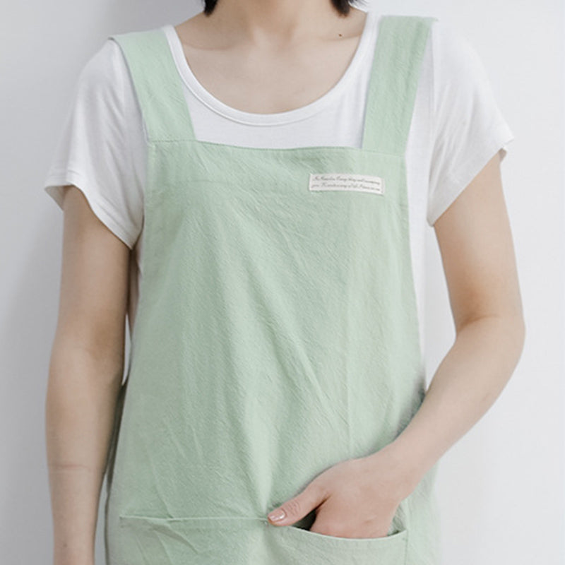 Simple Cotton Pure Color Cross-back Apron - image 8