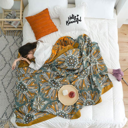 Ownkoti Dark Cyan Double-Sided Floral Cotton Quilt - image 1