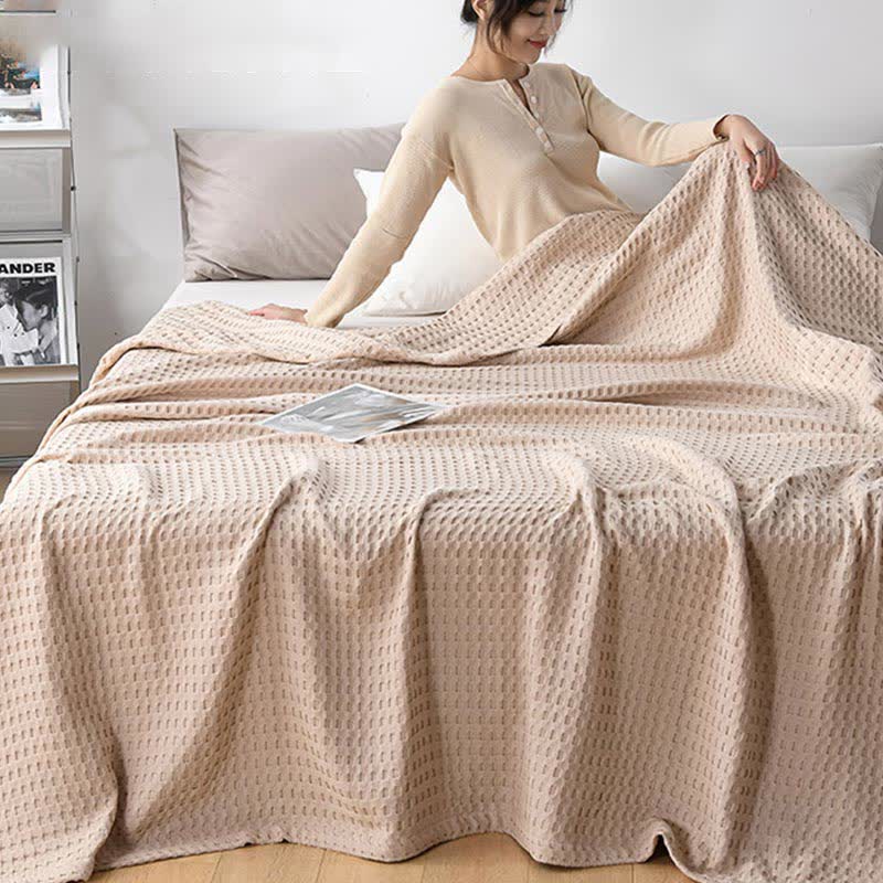 Solid Color Waffle Cotton Reversible Quilt - image 4