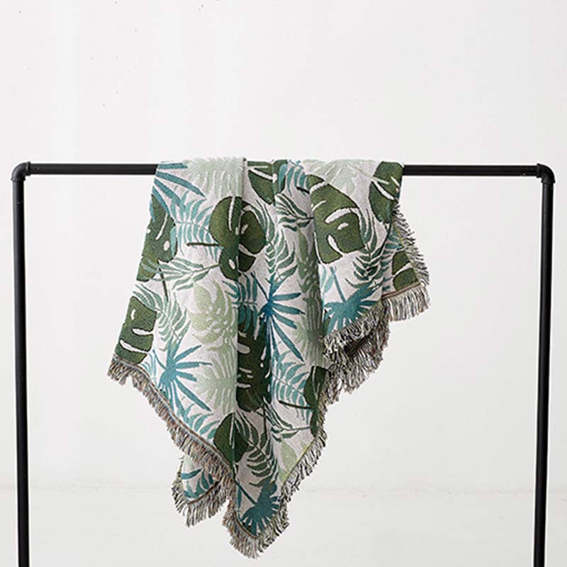 Palm Pattern Sofa Cover Tassel Blanket - image 7