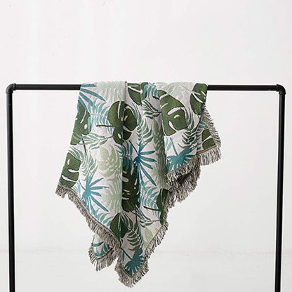 Palm Pattern Sofa Cover Tassel Blanket - image 7