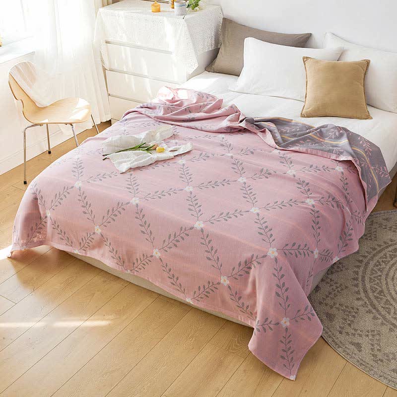 Thin Breathable Two Layers Reversible Quilt - Pink - Queen - image 5