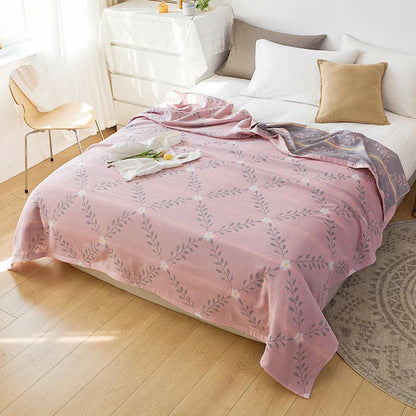 Thin Breathable Two Layers Reversible Quilt - Pink - Queen - image 5