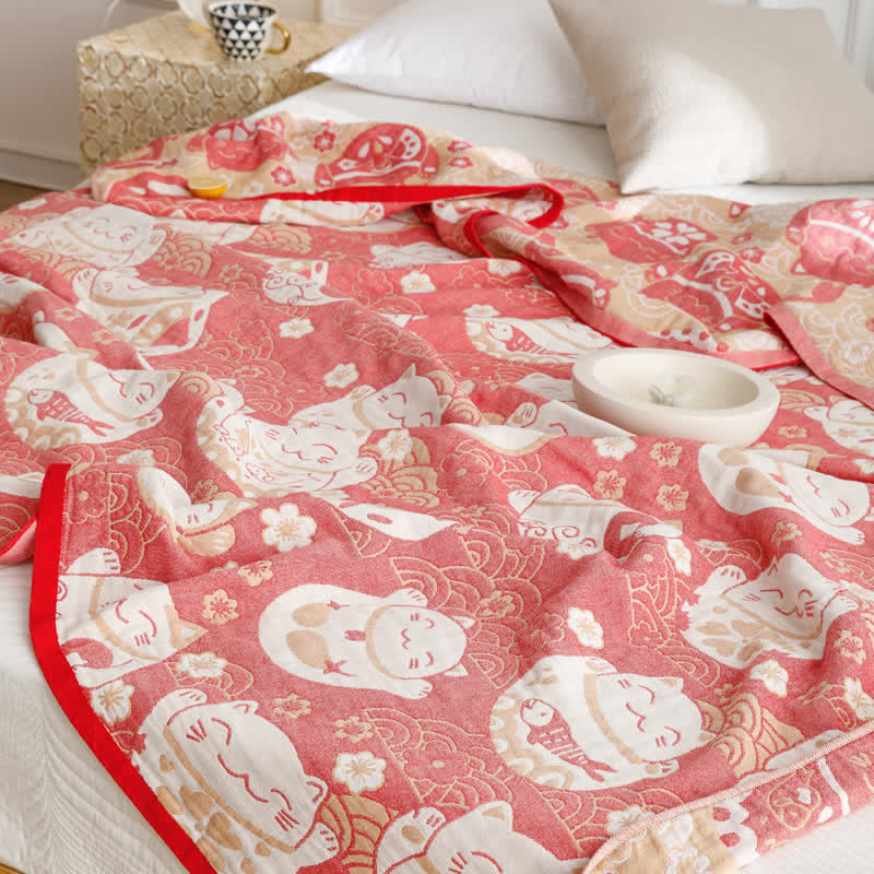 Cat Breathable Cotton Gauze Reversible Quilt - image 3