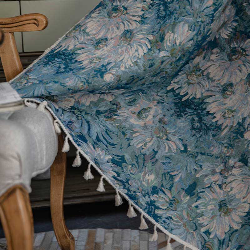 Flower Oil Painting Style Tassel Curtain - image 12