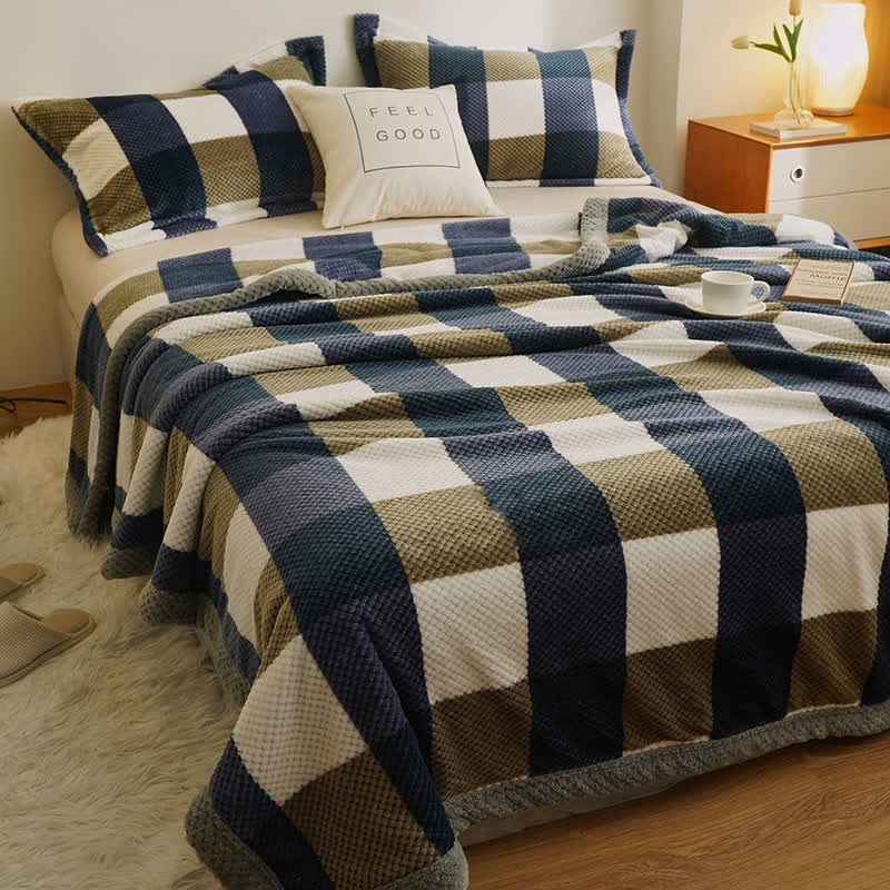 Plaid Warm Coral Fleece Throw Blanket - image 2