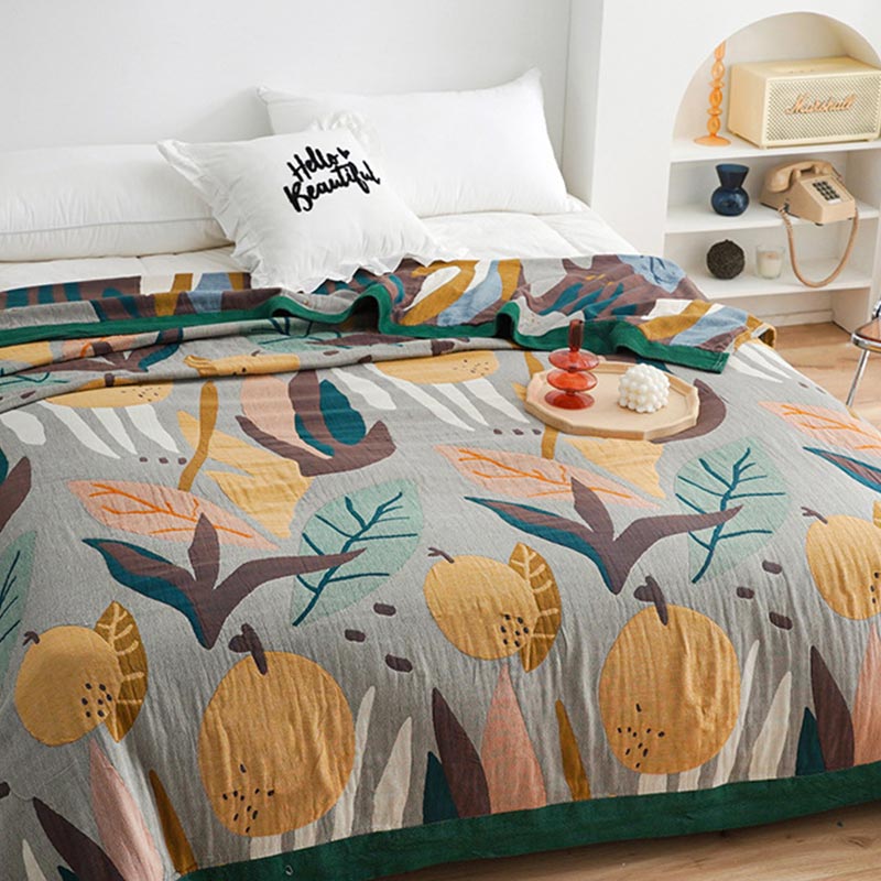 Reversible Design Cotton Fruit Quilt Lightweight - image 8