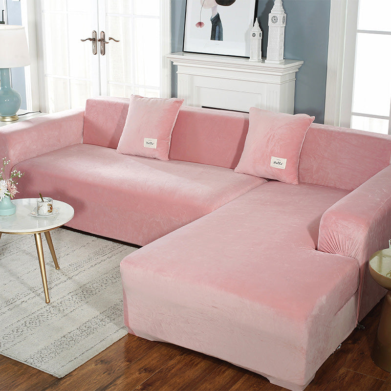 Ownkoti Suede Pure Color Elastic Sofa Cover - Pink - 4-Seater 92" - 118" (235cm - 300 cm) - image 7