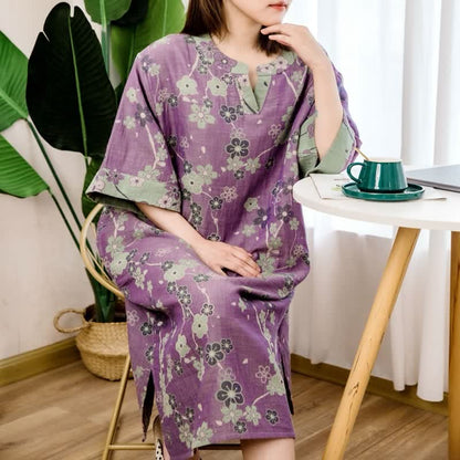 Plum Blossom V-neck Soft Cotton Nightdress - image 2