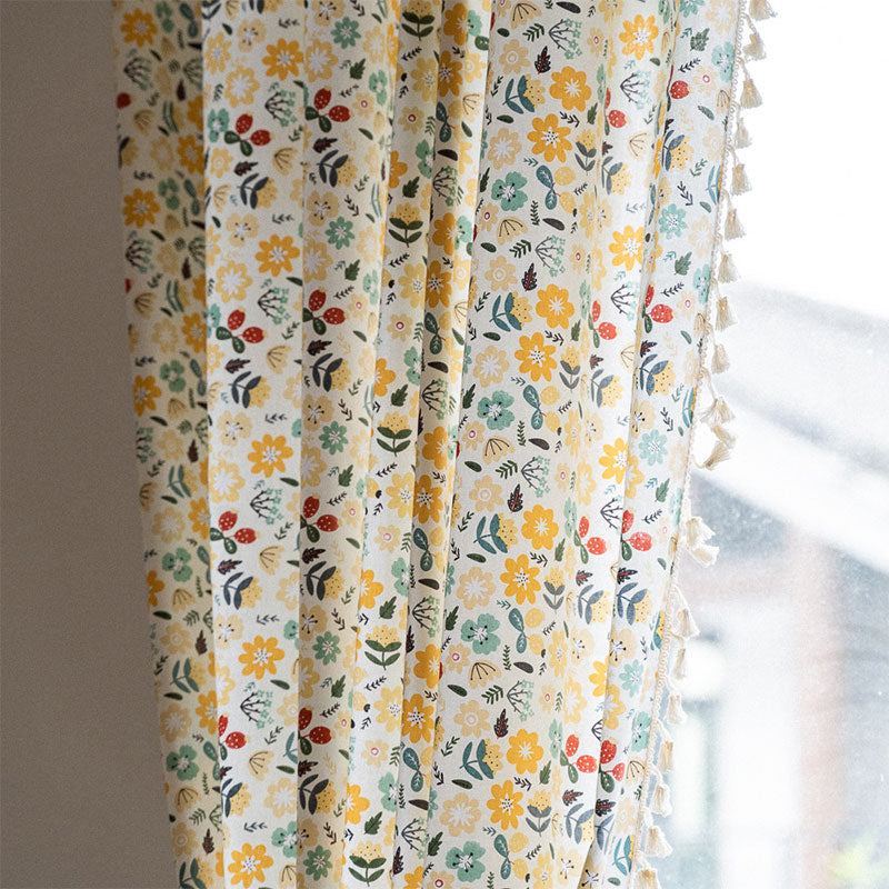 Yellow Flower Tassel Light Filtering Curtain - image 5