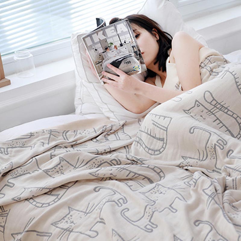 Ownkoti Cat Print Cotton Quilt Reversible Blanket - image 5