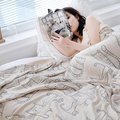 Ownkoti Cat Print Cotton Quilt Reversible Blanket - image 5