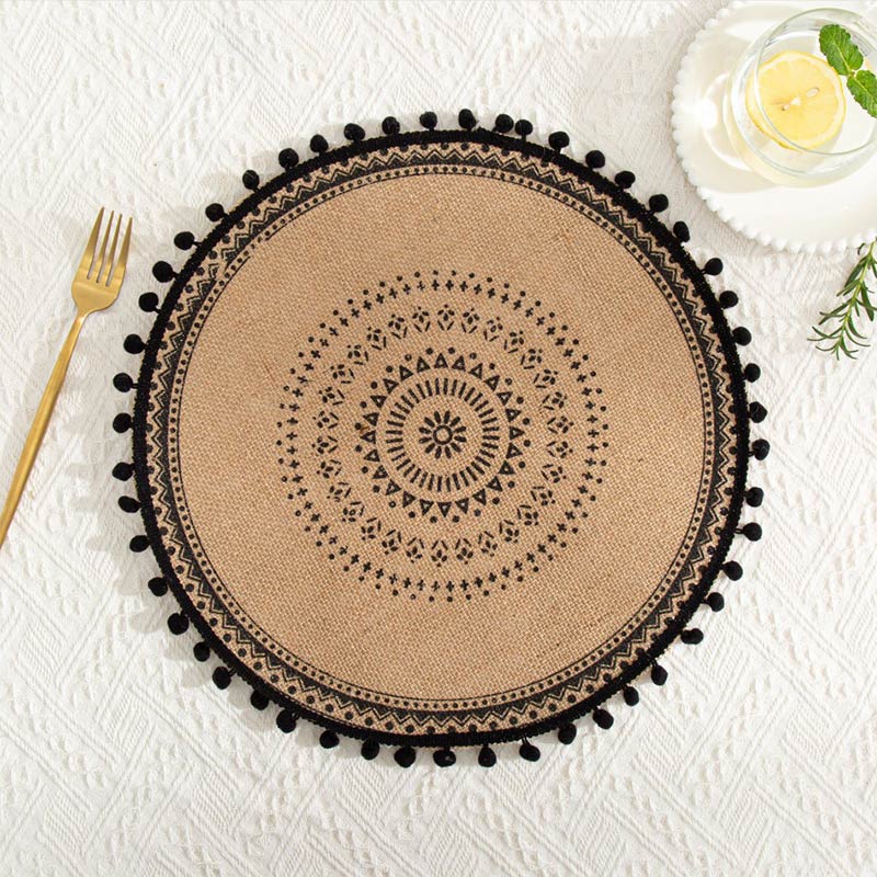 Ownkoti Black Woven Cotton Linen Table Mats (3PCS) - image 2