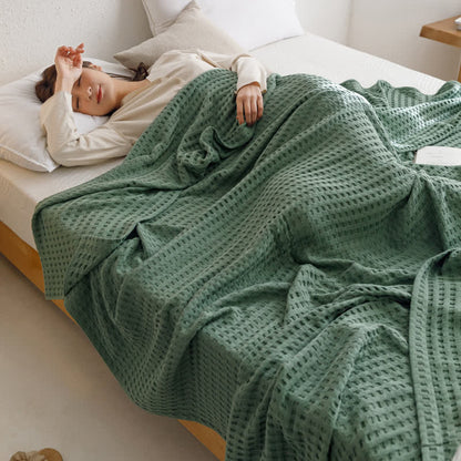 Solid Color Waffle Cotton Reversible Quilt - image 1