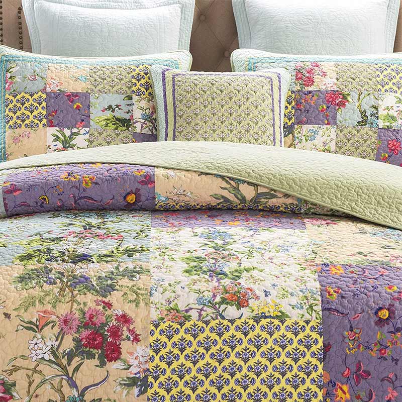 Boho Patchwork Floral Quilt with Shams - image 1