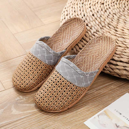 Modern Hollow-out Anti-slip Flax Slippers - Gray - 3XL - image 8