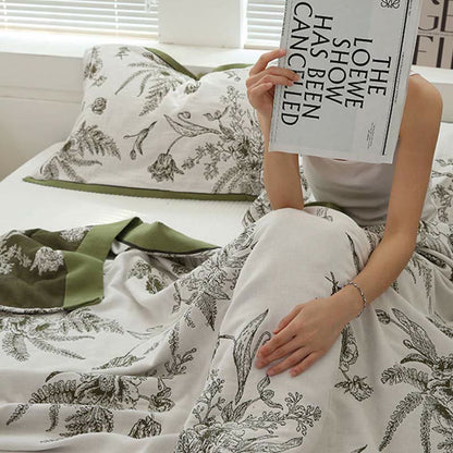 Pastoral Flower Leaf Cotton Reversible Quilt - image 5