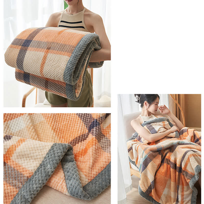 Plaid Warm Coral Fleece Throw Blanket - image 14