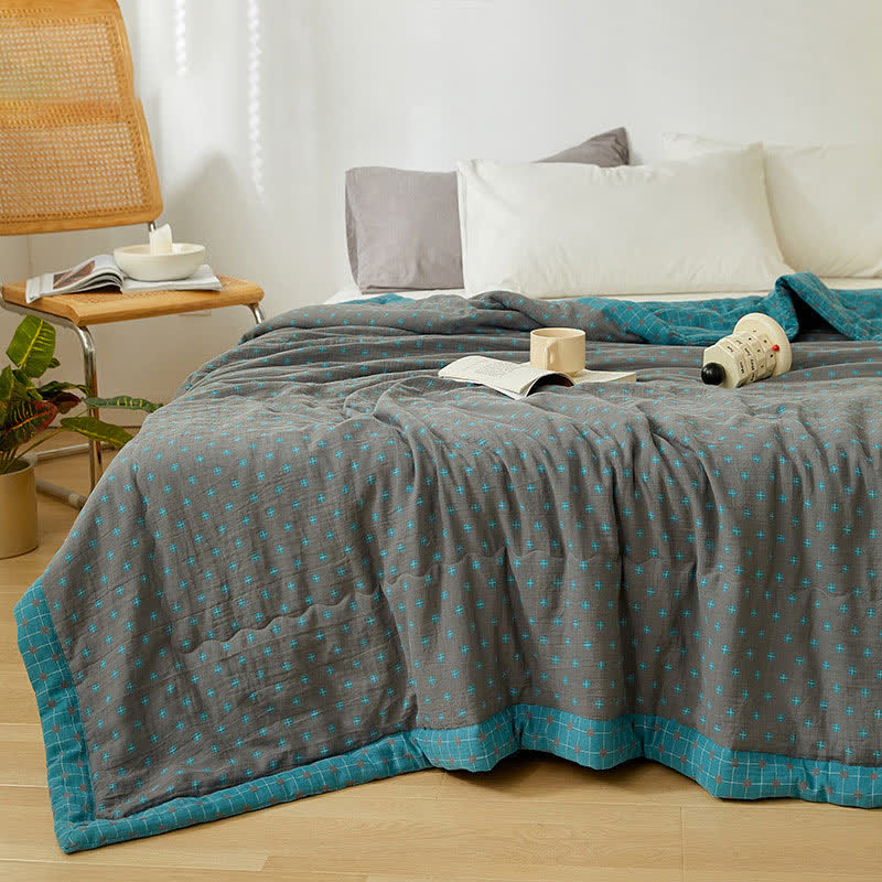 Grid Soft Pure Cotton Reversible Quilt  - image 6