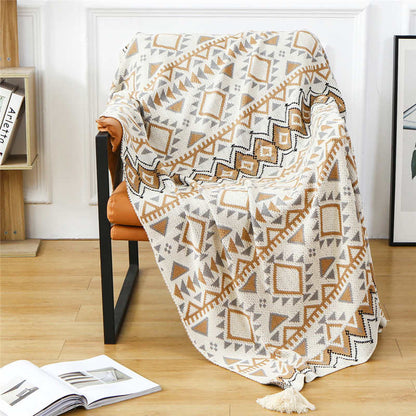 Ownkoti Cozy Shape Pattern Tassel Knitted Blanket - image 5