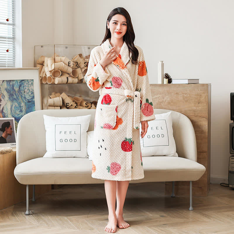 Ownkoti Fruit Print Breathable Bathrobe with Belt - image 2